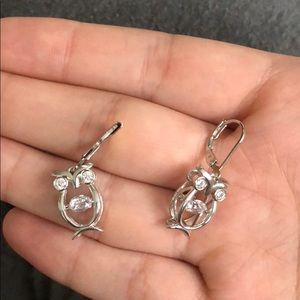 Floating gem owl earrings